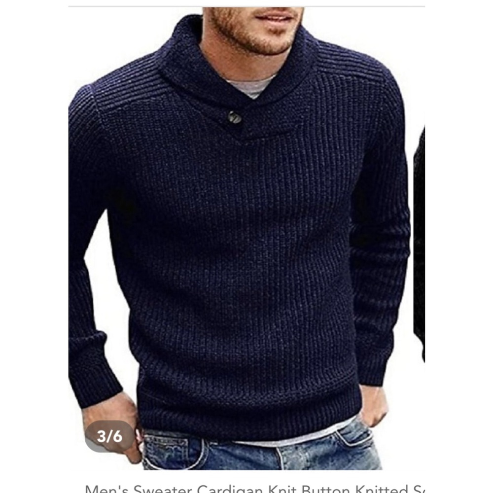 Park West mens cowl button neck sweater